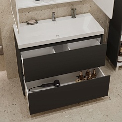 Stella Polare Тумба с раковиной Борнео 100 Люкс графит матовый – фотография-7